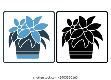 poinsettia icon. icon related to Christmas and the end of the year. solid icon style. simple vector design editable