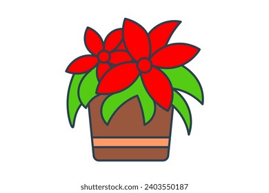 poinsettia icon. icon related to Christmas and the end of the year. flat line icon style. simple vector design editable
