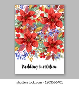 Poinsettia Invitation Autumn floral illustration 