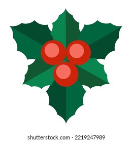 Poinsettia minimalistischer grüner Ast oder ein Mistelwein mit Blättern und roten Beeren. Blumensammlung von heilig eleganter Blume für die saisonale Dekoration. Stilvolle Symbole von Johannisbeeren. Stock-Vektorgrafik