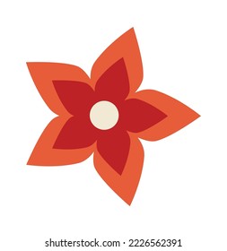 Poinsettia red flower flat icon Traditional Christmas decor