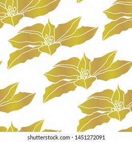 Poinsettia seamless pattern vector illustration. Design for poligraphy, design, invitations, greeting cards, quotes, posters and more. Christmas poinsettia flower pattern.