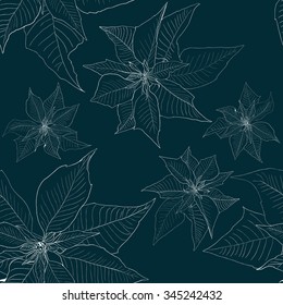 Poinsettia vector, christmas flower.Seamless pattern.