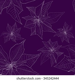 Poinsettia vector, christmas flower.Seamless pattern.