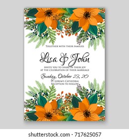 Poinsettia wedding invitation 