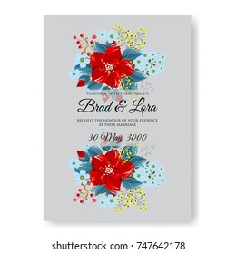 Poinsettia wedding invitation