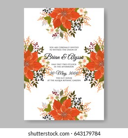 Poinsettia wedding invitation christmas party floral wreath