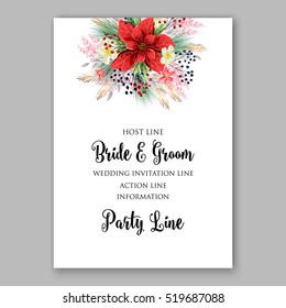 Poinsettia Wedding Invitation sample card beautiful winter floral ornament 