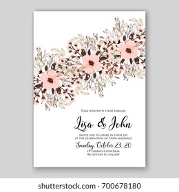 Poinsettia Wedding Invitation sample card beautiful winter floral ornament Christmas Party wreath poinsettia, pine branch fir tree, needle, flower bouquet Bridal shower ribbon template wording