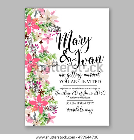 poinsettia wedding invitation sample card beautiful stock vector winter party invitation wording
