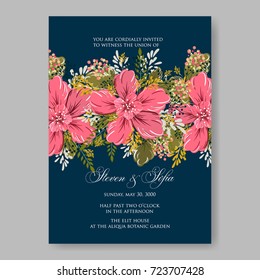 Poinsettia wedding invitation template