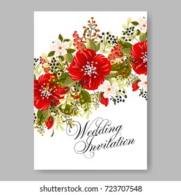 Poinsettia wedding invitation template