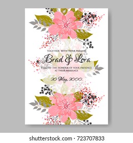 Poinsettia wedding invitation template