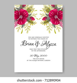 Poinsettia Wedding Invitation template card beautiful winter holiday floral ornament