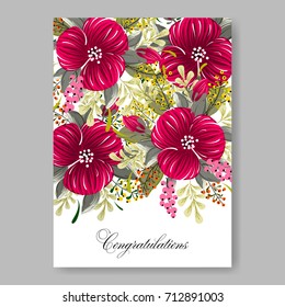 Poinsettia Wedding Invitation template card beautiful winter holiday floral ornament