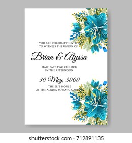 Poinsettia Wedding Invitation template card beautiful winter holiday floral ornament