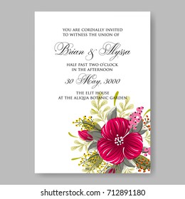 Poinsettia Wedding Invitation template card beautiful winter holiday floral ornament