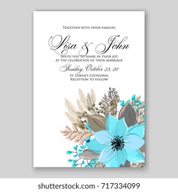 Poinsettia wedding invitation winter vector design