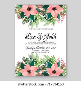 Poinsettia wedding invitation winter vector design