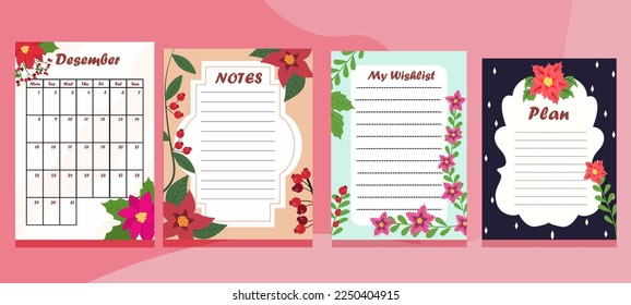 Poinsettias Journal Pages Template Design