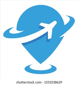 Point Airplane Traveling logo vector template. Place designs icon traveling