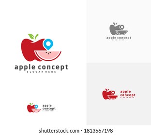 Point Apple logo design vector template, Fruits Apple icon symbol