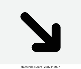 Point Arrow Bottom Right Icon Pointer Lower Conner Here Navigation Position Location Path Black Shape Line Outline Road Sign Traffic Symbol EPS Vector