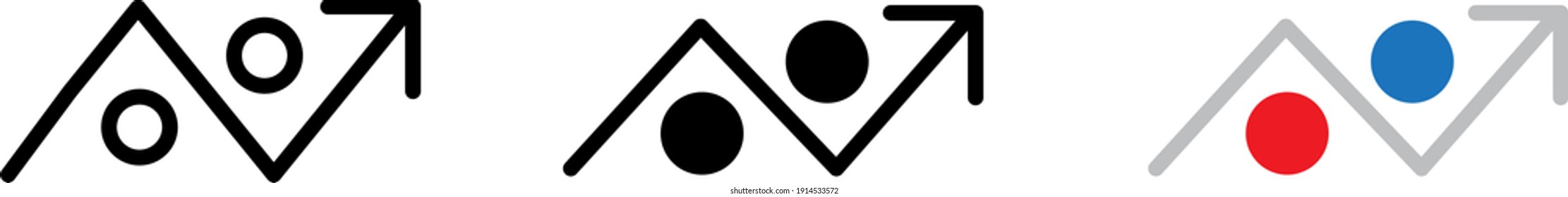 Point and arrow symbolising Avoiding icon , vector illustration