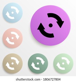 point and arrows circular badge color set. Simple glyph, flat vector of web icons for ui and ux, website or mobile application