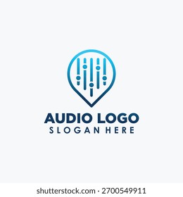 point and audio logo design concept, music logo design template vector