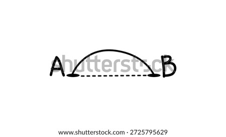 point A to B, black isolated silhouette
