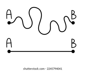 point a to b concept, line segment, vector illustration 