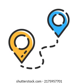 From Point A To Point B Line Icon. GPS Navigation Concept. Pixel Perfect Logo In Color. Vector Illustration Concept.