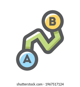 Point A to point B Route Vector icon Cartoon illustration.