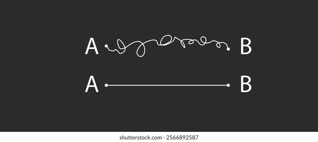 A to point B. Simple solution to a problem. shortest way to go from poingt design