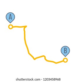 From Point A To Point B , A Transportation Concept, Destination Point. Travel. Map Pointers With Letters. Vector Illustration.