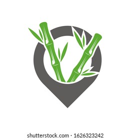 Point Bamboo logo template. Green bamboo trees vector design. Bamboo stem logotype