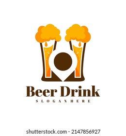 Point with Beer drink  logo design vector, Creative Beer drink logo design Template Illustration