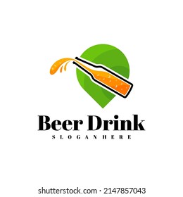 Point with Beer drink  logo design vector, Creative Beer drink logo design Template Illustration