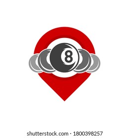 Point Billiards logo design vector. Sport labels for poolroom. Billiards club logo template.