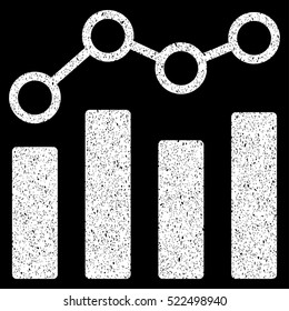 Point Chart grainy textured icon for overlay watermark stamps. Flat symbol with dirty texture. Dotted vector white ink rubber seal stamp with grunge design on a black background.