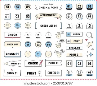 Point and check template set Numbers Variations Decoration Vector Illustration Decoration