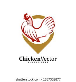 Point Chicken logo design vector template, Rooster illustration, Symbol icon