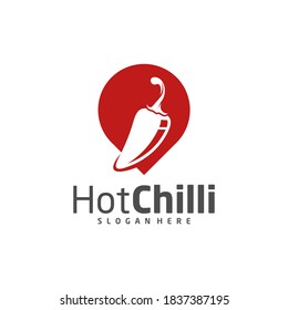 Plantilla vectorial de diseño de logotipo Point Chili, Ilustración de chile rojo, icono de símbolo