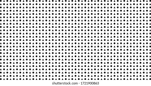 Point, circle and square and triangle Black white seamless, basic geometric background, for website design background, pattern, fabric, cover, media
