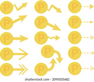 Moneda de punto, conjunto de flechas de moneda
