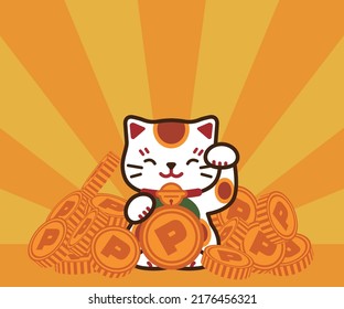 Point Coin Pile And Beckoning Cat Backgrounds Web graphics