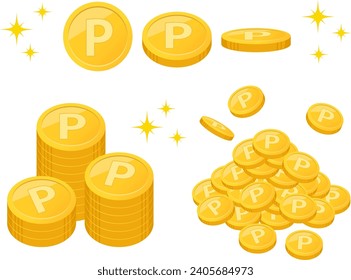 Point coin set illustration material