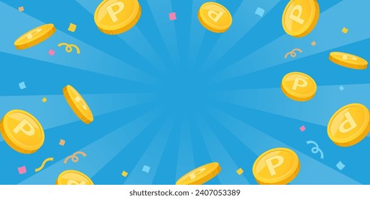 Point coin and sunburst background image blue (2:1)