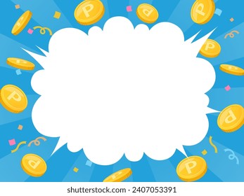 Point coin and sunburst background image blue